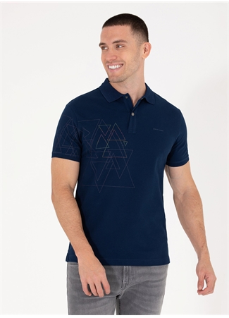 Pierre Cardin Polo Yaka Baskılı Lacivert Erkek T-Shirt DIANA_0