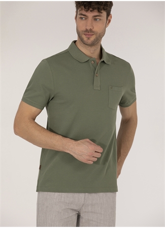 Pierre Cardin Polo Yaka Düz Haki Erkek T-Shirt EARTH-R_1