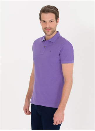 Pierre Cardin Düz Mor Erkek Polo T-Shirt EARTH_2