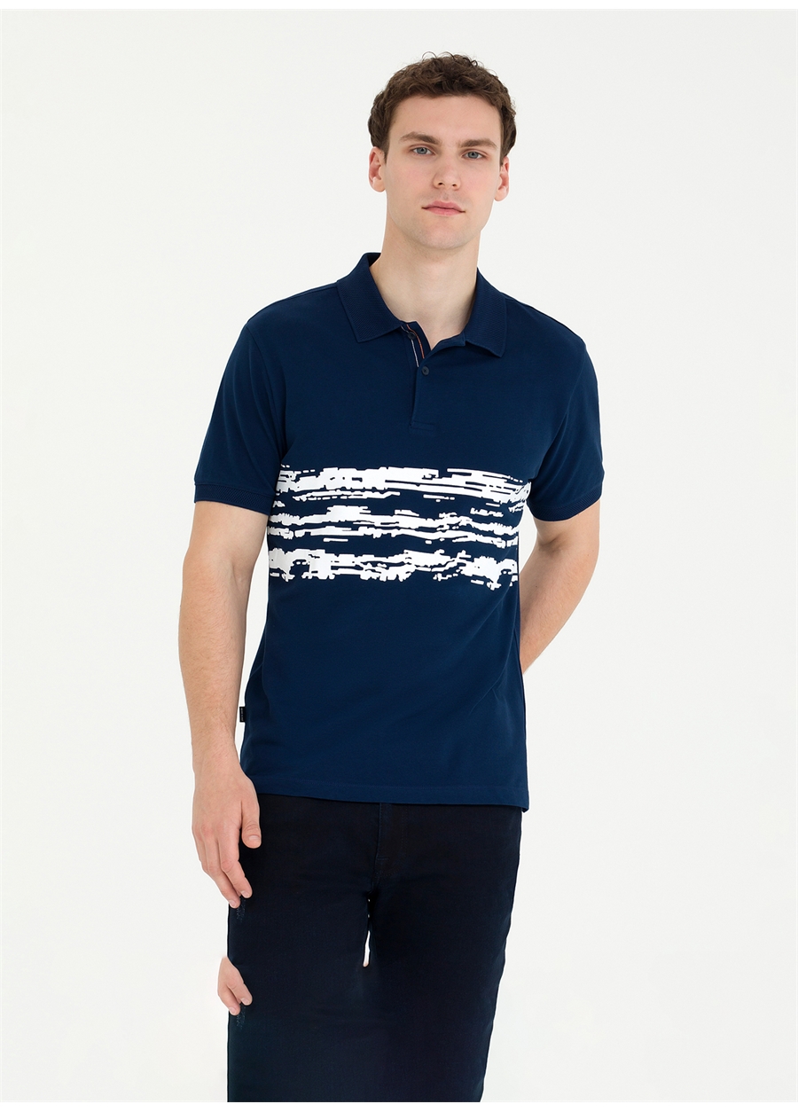 Pierre Cardin Polo Yaka Baskılı Lacivert Erkek T-Shirt EVONA_0