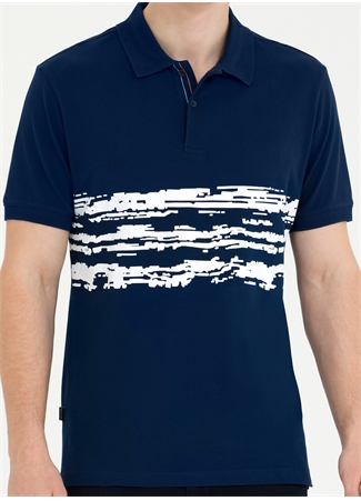 Pierre Cardin Polo Yaka Baskılı Lacivert Erkek T-Shirt EVONA_3