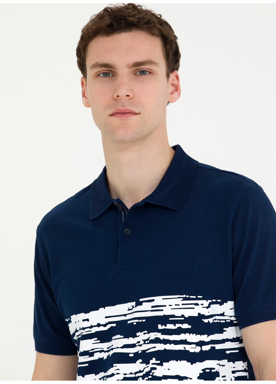 Pierre Cardin Polo Yaka Baskılı Lacivert Erkek T-Shirt EVONA_5