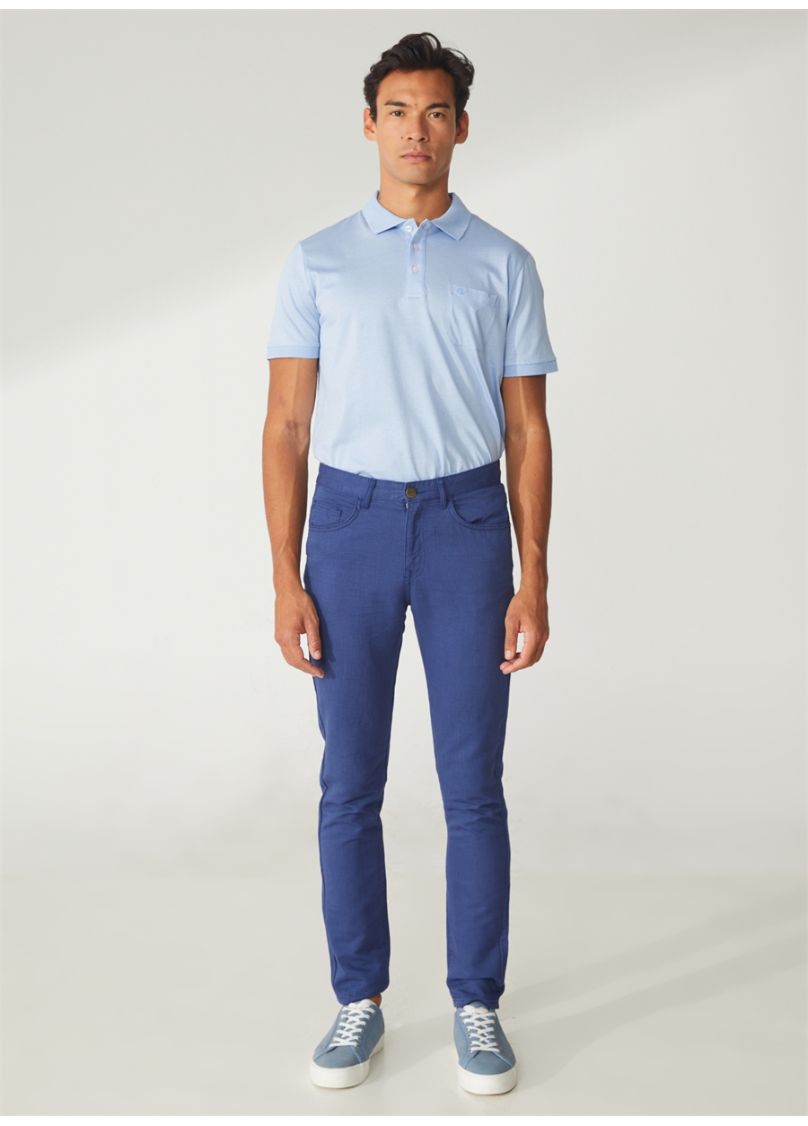 Pierre Cardin Normal Bel Normal Paça Slim Fit İndigo Erkek Pantolon GABON_1