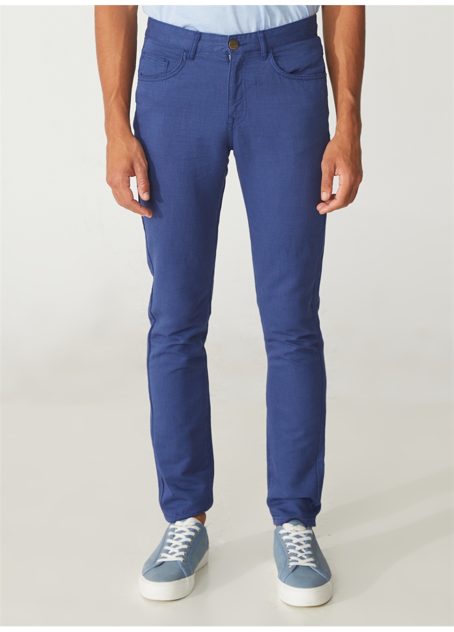 Pierre Cardin Normal Bel Normal Paça Slim Fit İndigo Erkek Pantolon GABON_2