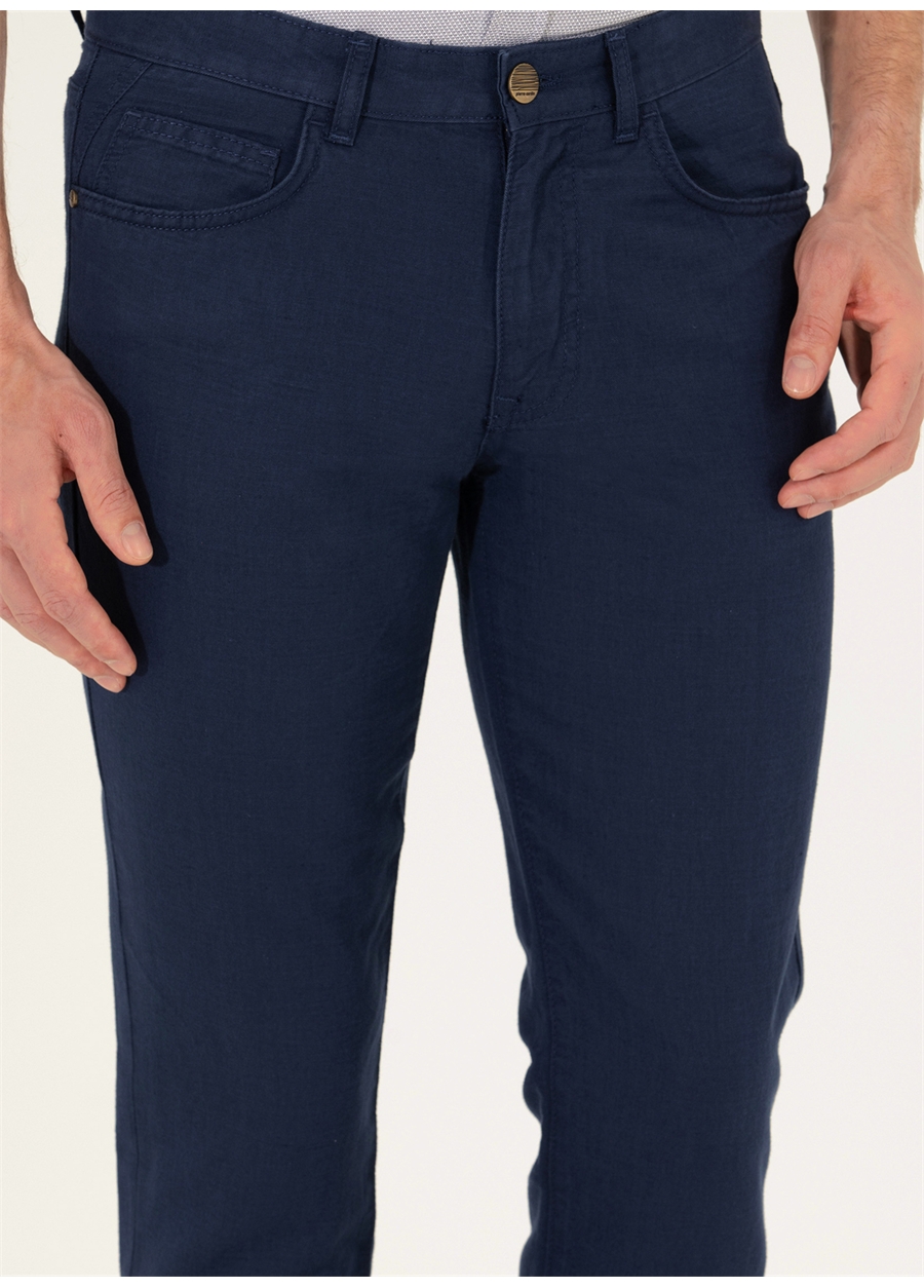 Pierre Cardin Normal Bel Normal Paça Slim Fit Lacivert Erkek Pantolon GABON_3