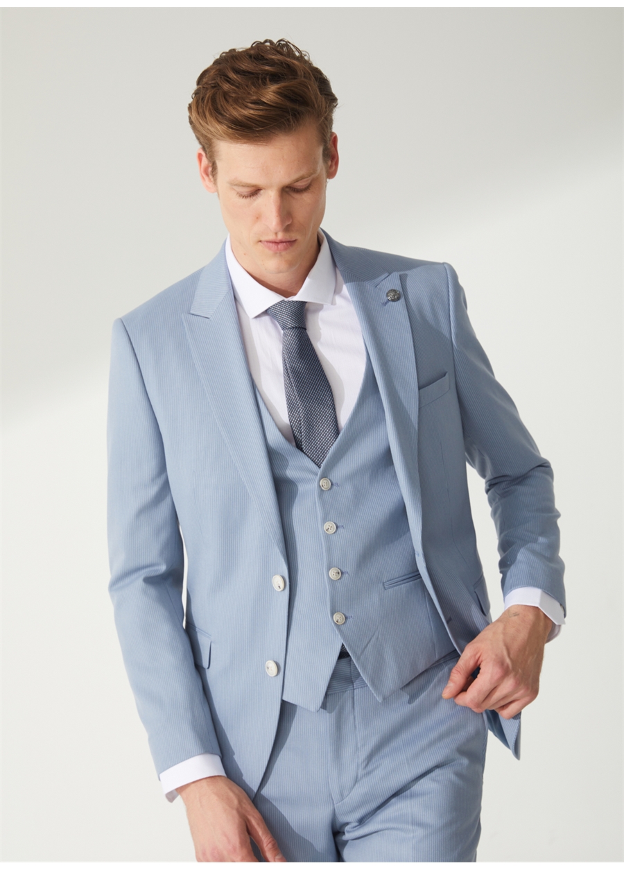 Pierre Cardin Normal Bel Slim Fit Açık Mavi Erkek Takım Elbise N00087/EXYT