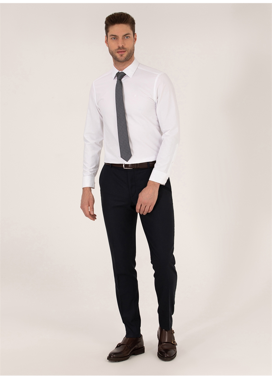 Pierre Cardin Slim Fit Klasik Yaka Düz Beyaz Erkek Gömlek MYRAT_3