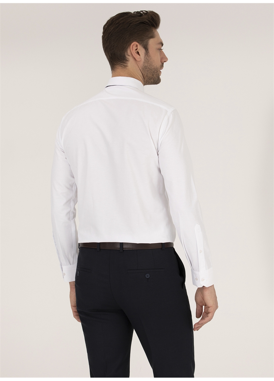 Pierre Cardin Slim Fit Klasik Yaka Düz Beyaz Erkek Gömlek MYRAT_4