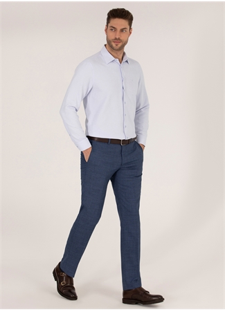 Pierre Cardin Slim Fit Klasik Yaka Armürlü Açık Mavi Erkek Gömlek PEAR_3