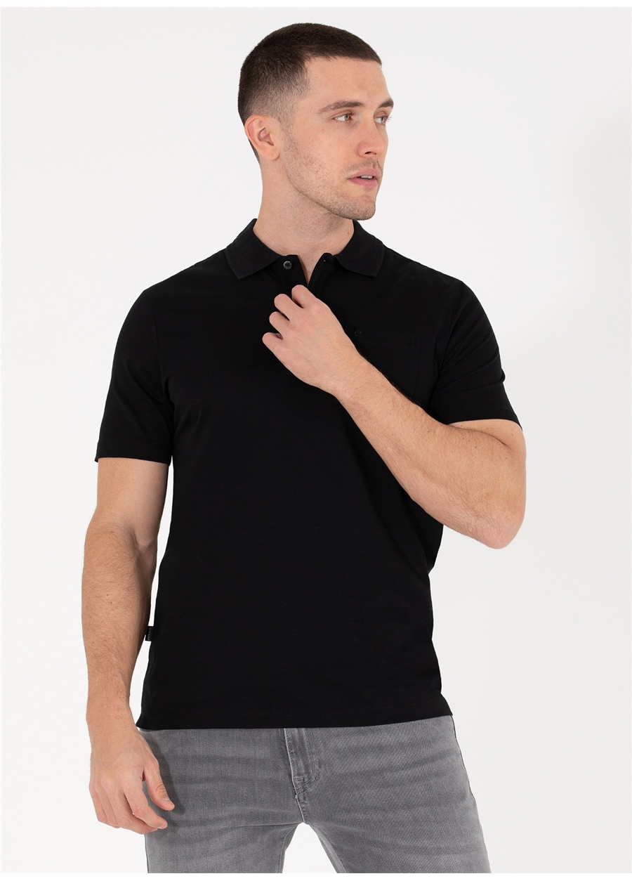 Pierre Cardin Polo Yaka Düz Siyah Erkek T-Shirt SAND