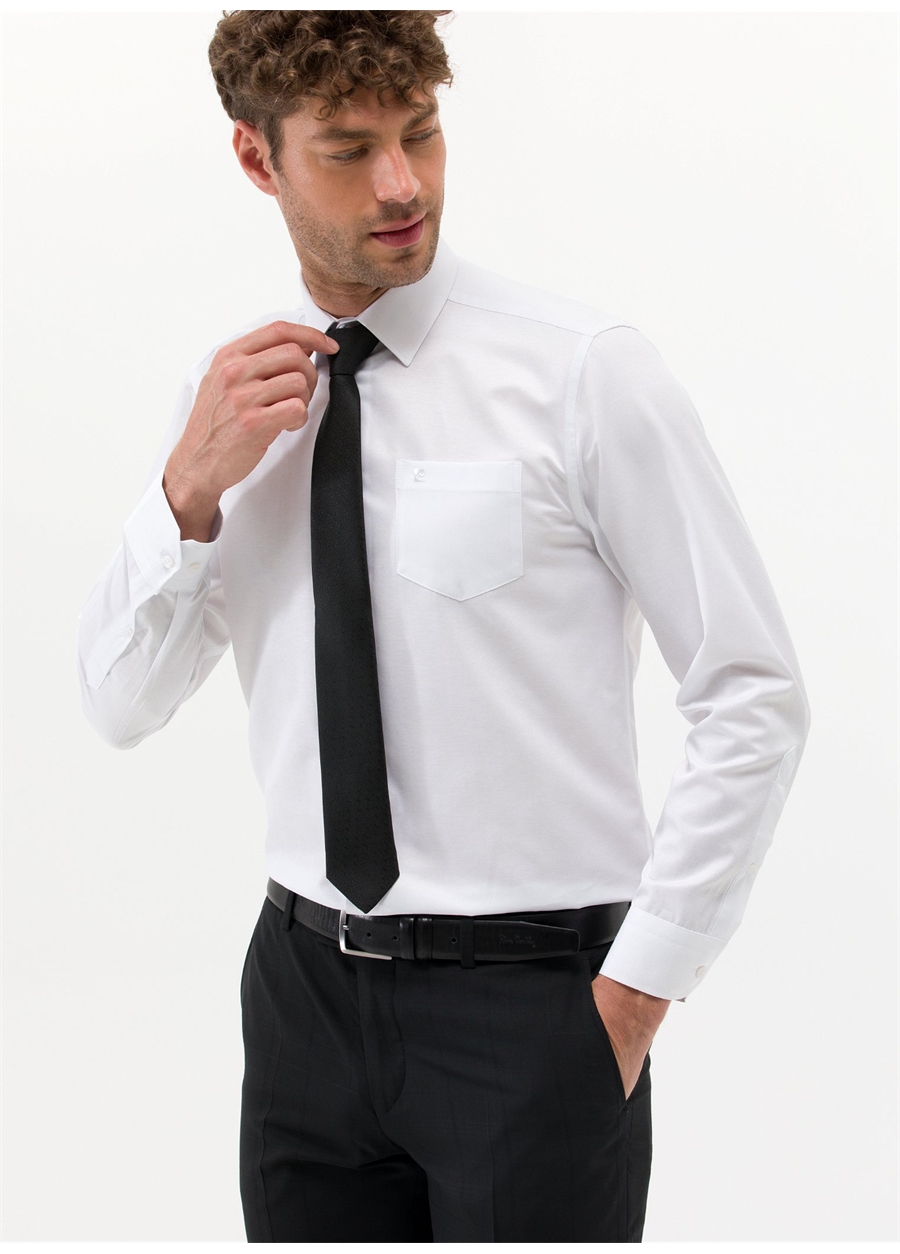 Pierre Cardin Regular Fit Klasik Yaka Düz Beyaz Erkek Gömlek VENEDIK