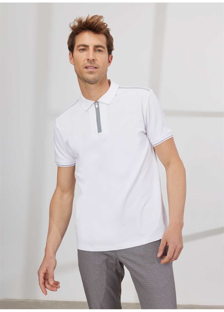 Altınyıldız Classics Polo Yaka Beyaz Erkek T-Shirt 4A4823200061
