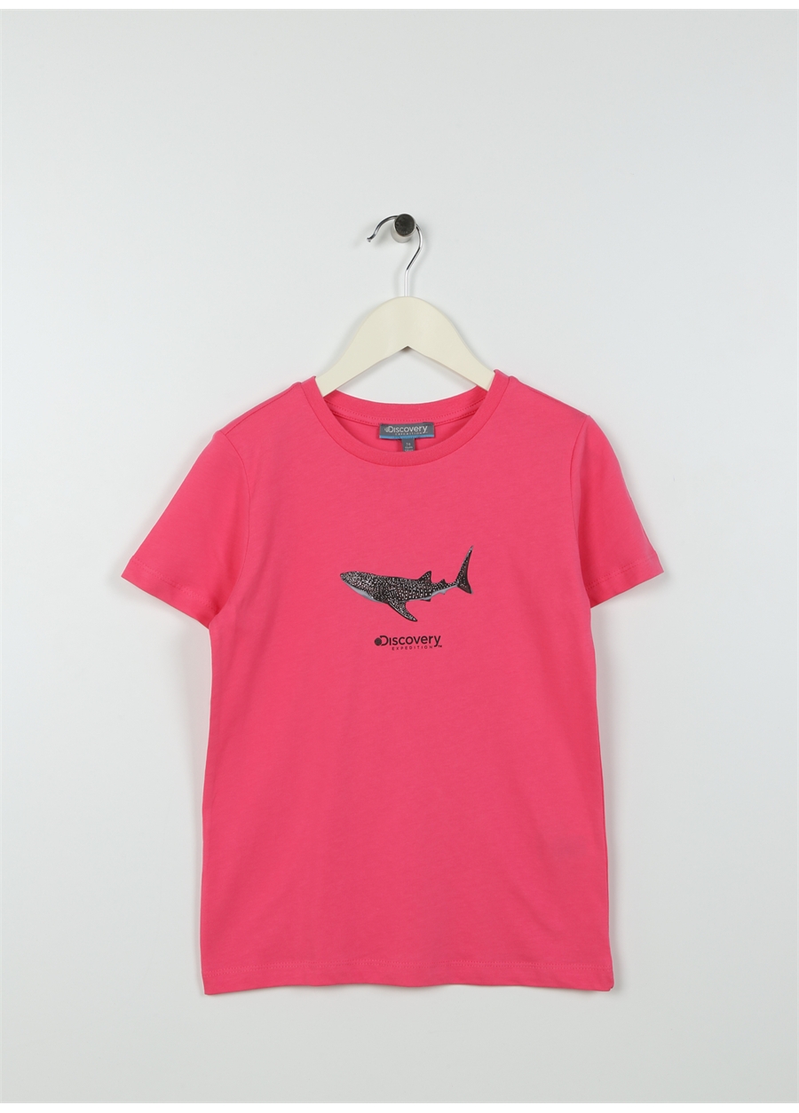 Discovery Expedition Pembe Kız Çocuk Bisiklet Yaka Kısa Kollu Baskılı T-Shirt MERCAN GIRL