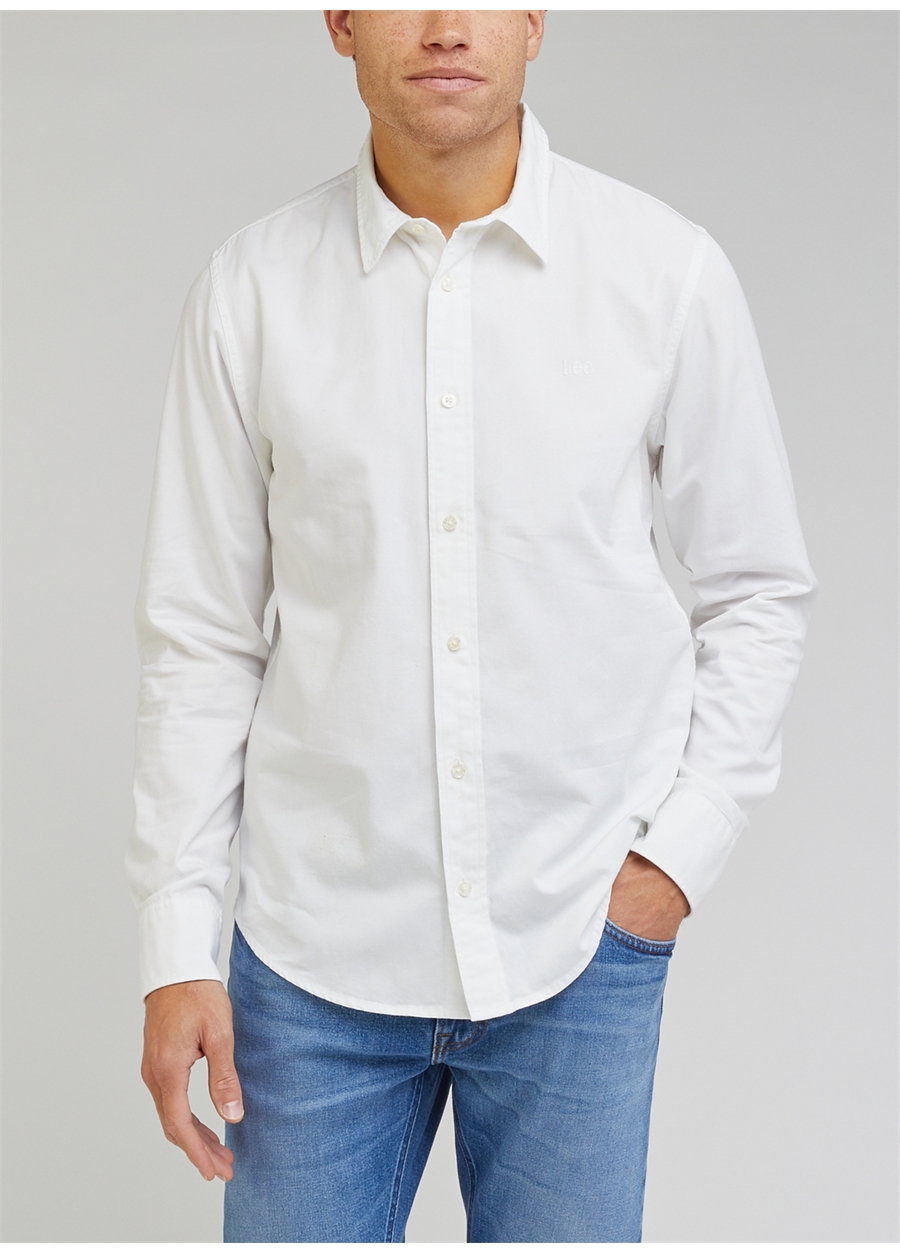 Lee Regular Fit Beyaz Erkek Gömlek LL37BMLJ_Uzun Kollu Gömlek