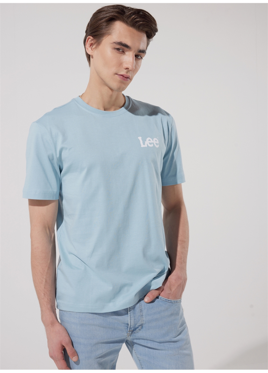 Lee Bisiklet Yaka Açık Mavi Erkek T-Shirt LL04FQUY_Bisiklet Yaka T-Shirt