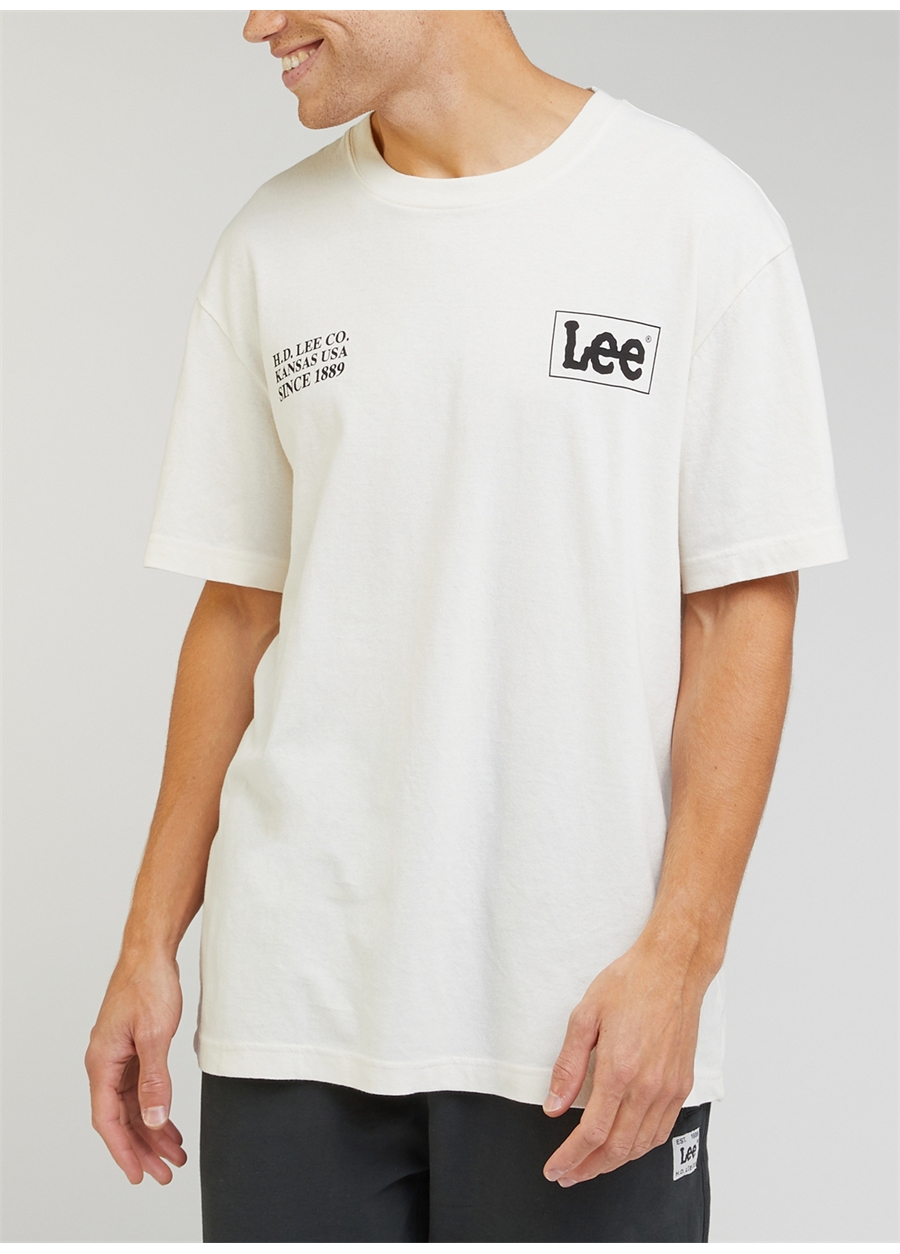 Lee Bisiklet Yaka Ekru Erkek T-Shirt LL05FPNQ_T-Shirt