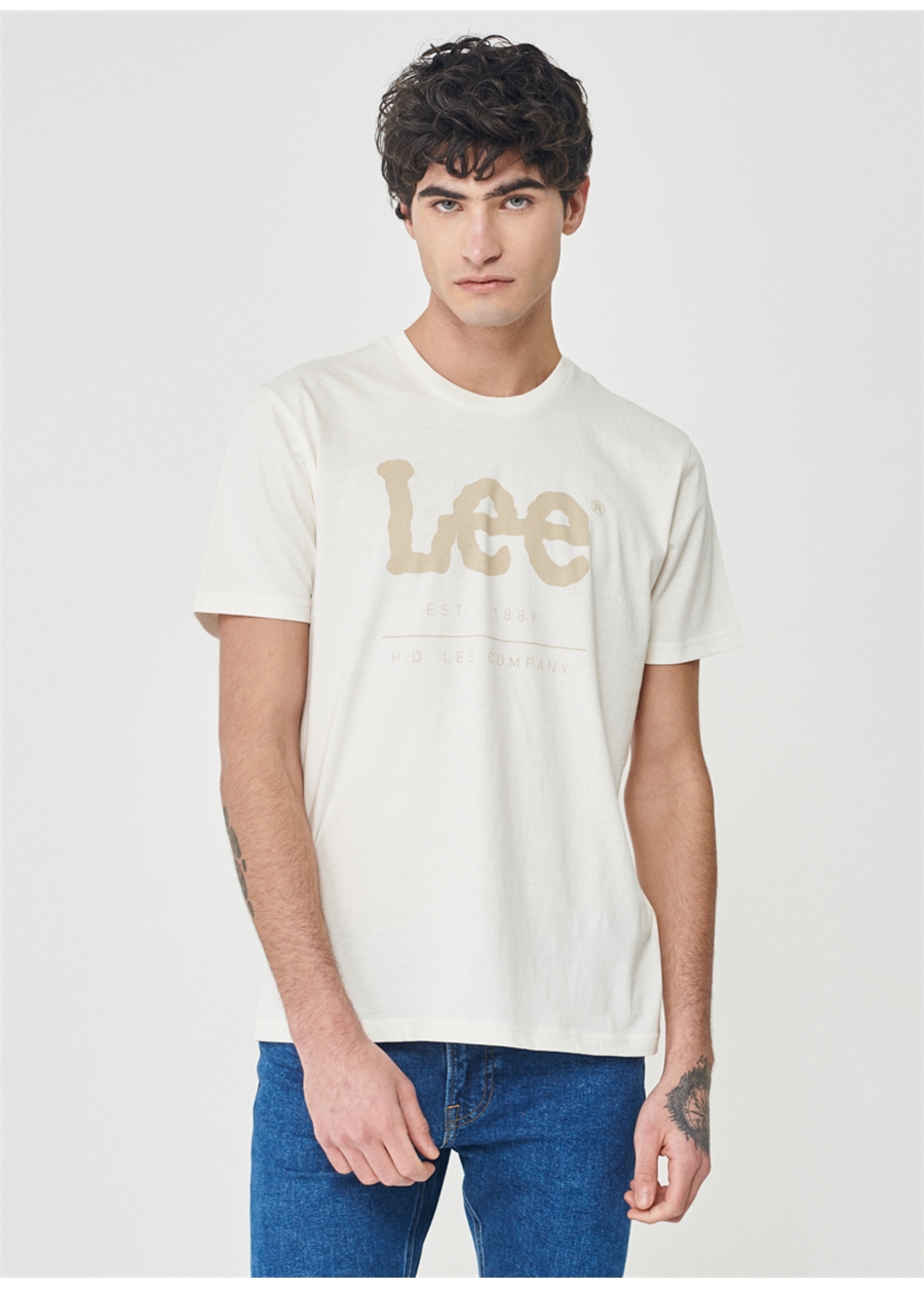 Lee Bisiklet Yaka Kırık Beyaz Erkek T-Shirt LV11FQMK_Bisiklet Yaka T-Shirt