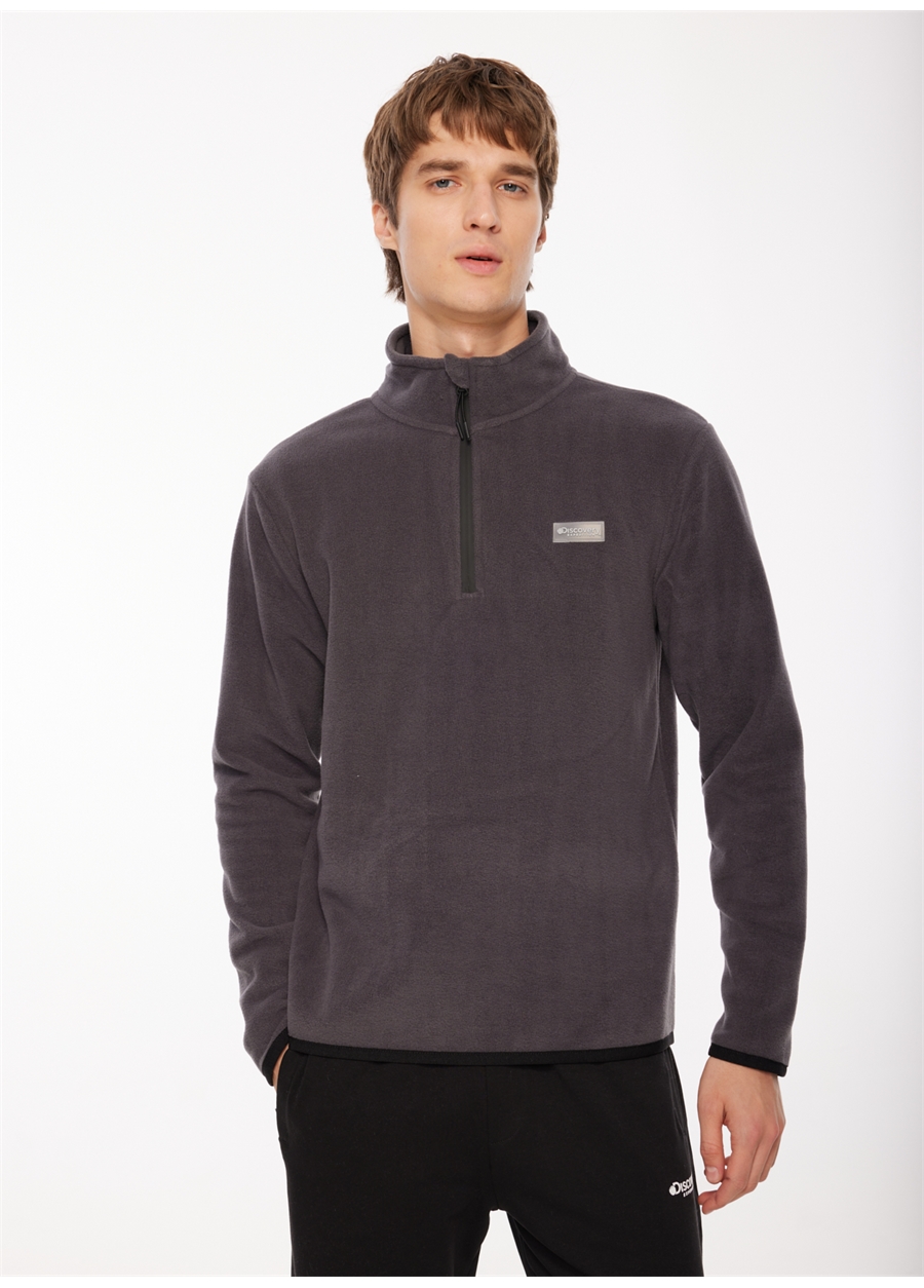 Discovery Expedition Antrasit Erkek Fermuarlı Düz Polar Sweatshırt D3WM-SWT1_1