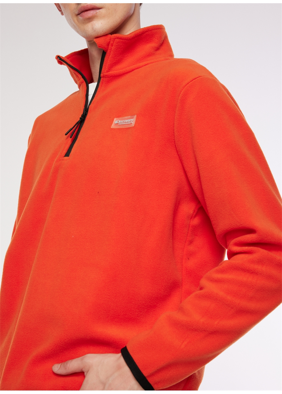 Discovery Expedition Turuncu Erkek Fermuarlı Düz Polar Sweatshırt D3WM-SWT1_3