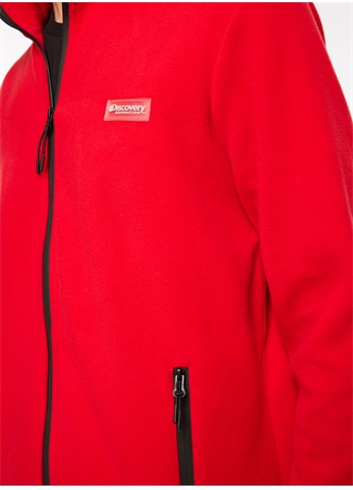 Discovery Expedition Kırmızı Erkek Fermuarlı Düz Polar Sweatshırt D3WM-SWT2_3