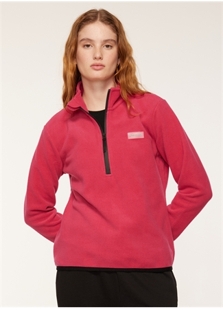 Discovery Expedition Pembe Kadın Fermuarlı Düz Polar Sweatshırt D3WL-SWT26_0