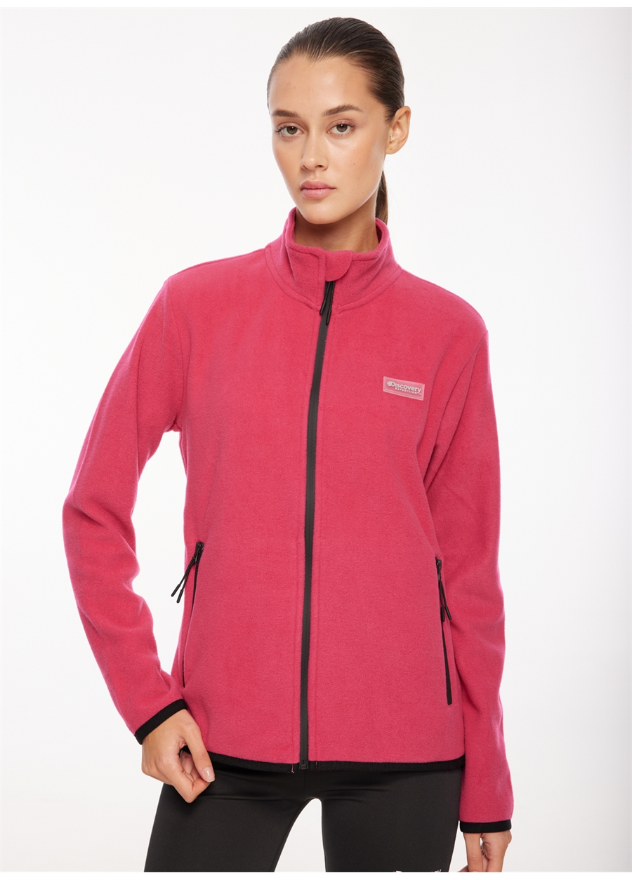 Discovery Expedition Pembe Kadın Fermuarlı Düz Polar Sweatshırt D3WL-SWT27_1