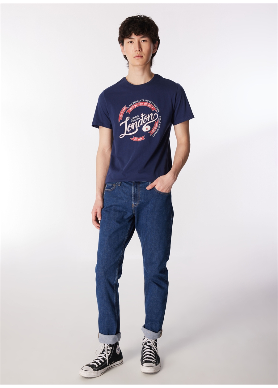 Lee Cooper Bisiklet Yaka Lacivert Erkek T-Shirt 232 LCM 242021 ALISTA LACİVERT_1