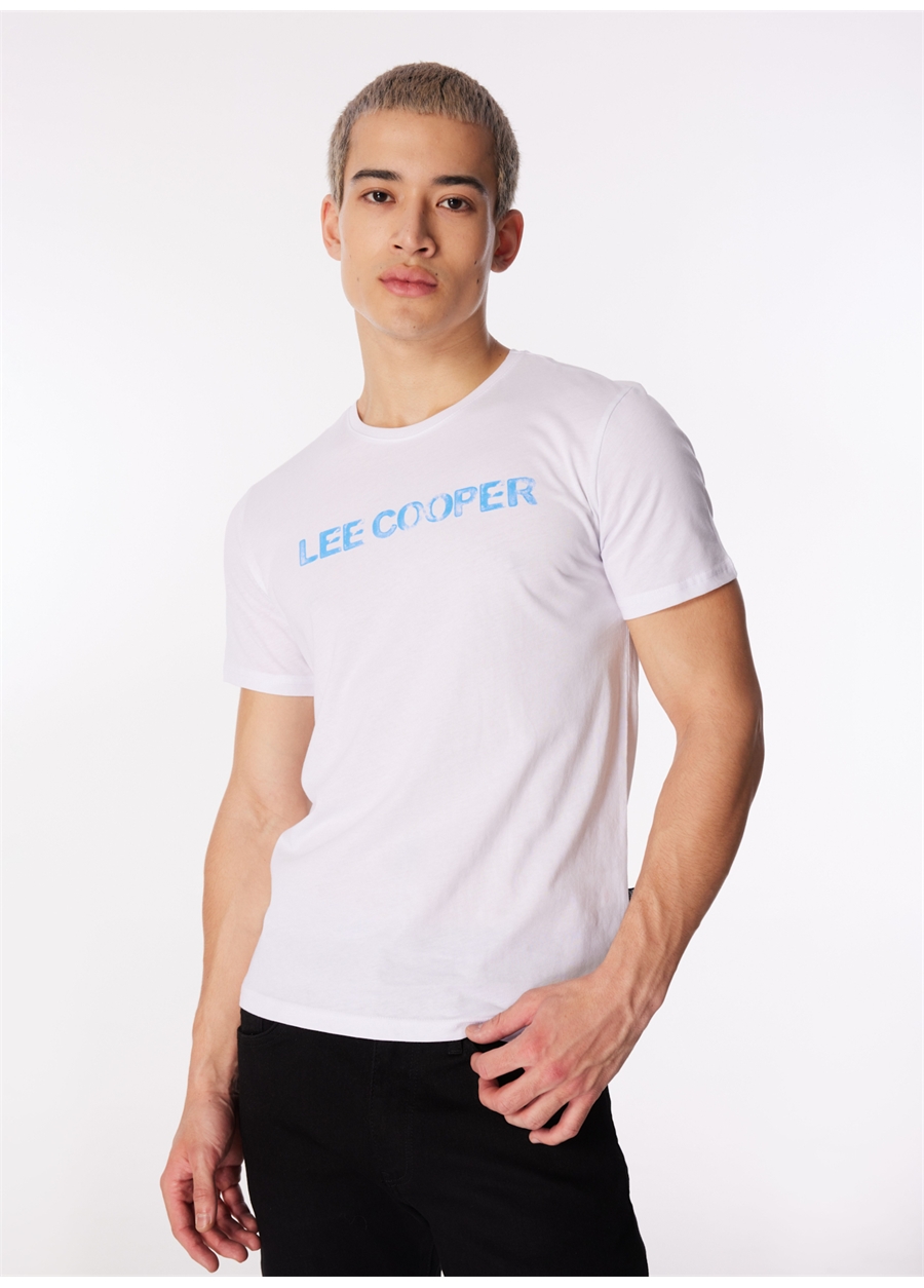 Lee Cooper Bisiklet Yaka Beyaz Erkek T-Shirt 232 LCM 242018 CARLO BEYAZ