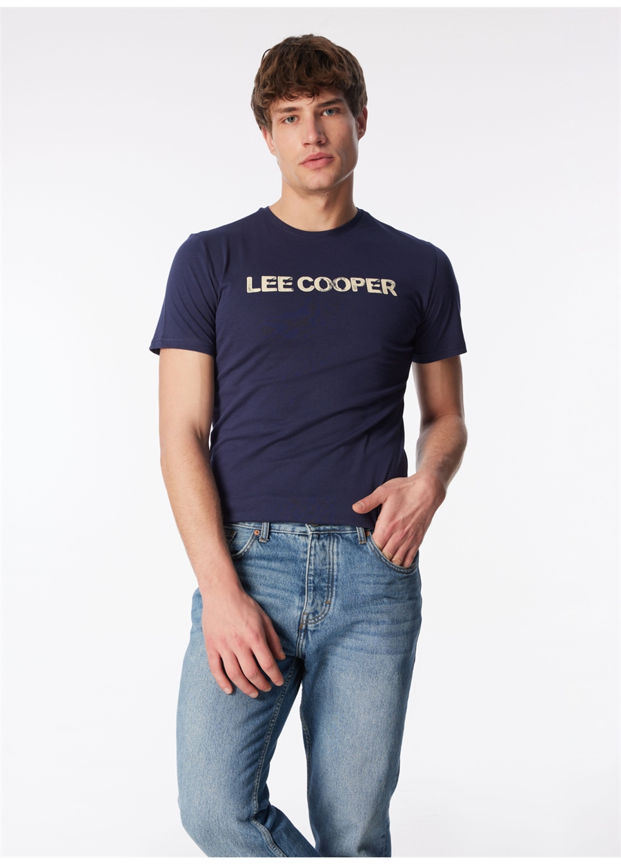 Lee Cooper Bisiklet Yaka Lacivert Erkek T-Shirt 232 LCM 242018 CARLO LACİVERT