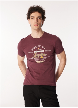 Lee Cooper Bisiklet Yaka Mürdüm Erkek T-Shirt 232 LCM 242024 DIVIDED MÜRDÜM_2