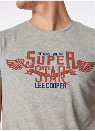 Lee Cooper Bisiklet Yaka Gri Melanj Erkek T-Shirt 232 LCM 242046 SERTIW GRİ MELANJ_3