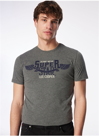 Lee Cooper Bisiklet Yaka Antrasit Melanj Erkek T-Shirt 232 LCM 242046 SERTIW ANTRASIT M_0