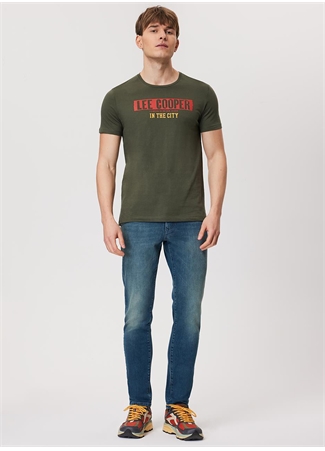 Lee Cooper Bisiklet Yaka Haki Erkek T-Shirt 232 LCM 242052 REAL HAKİ