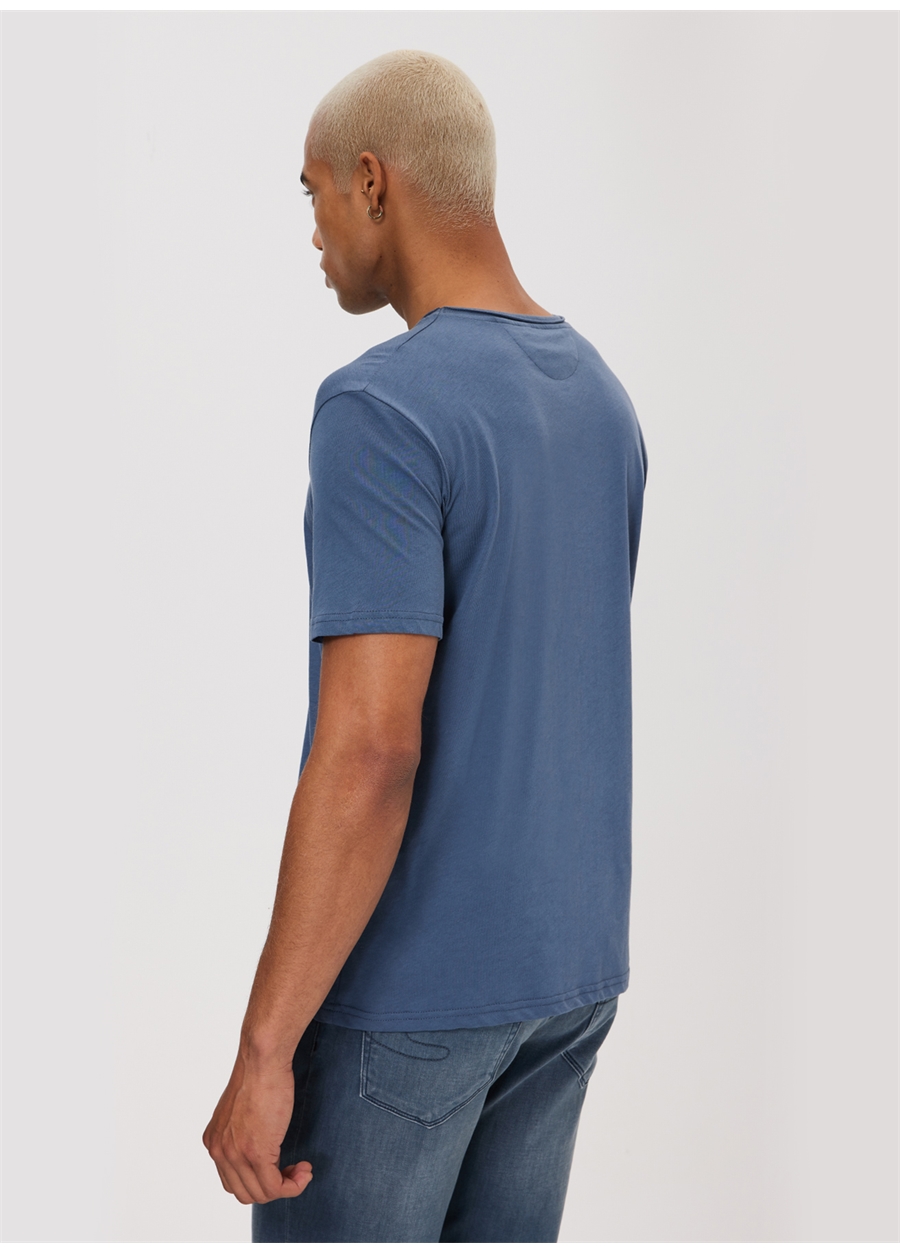 Lee Cooper Bisiklet Yaka İndigo Erkek T-Shirt 232 LCM 242061 GAEL INDIGO_3