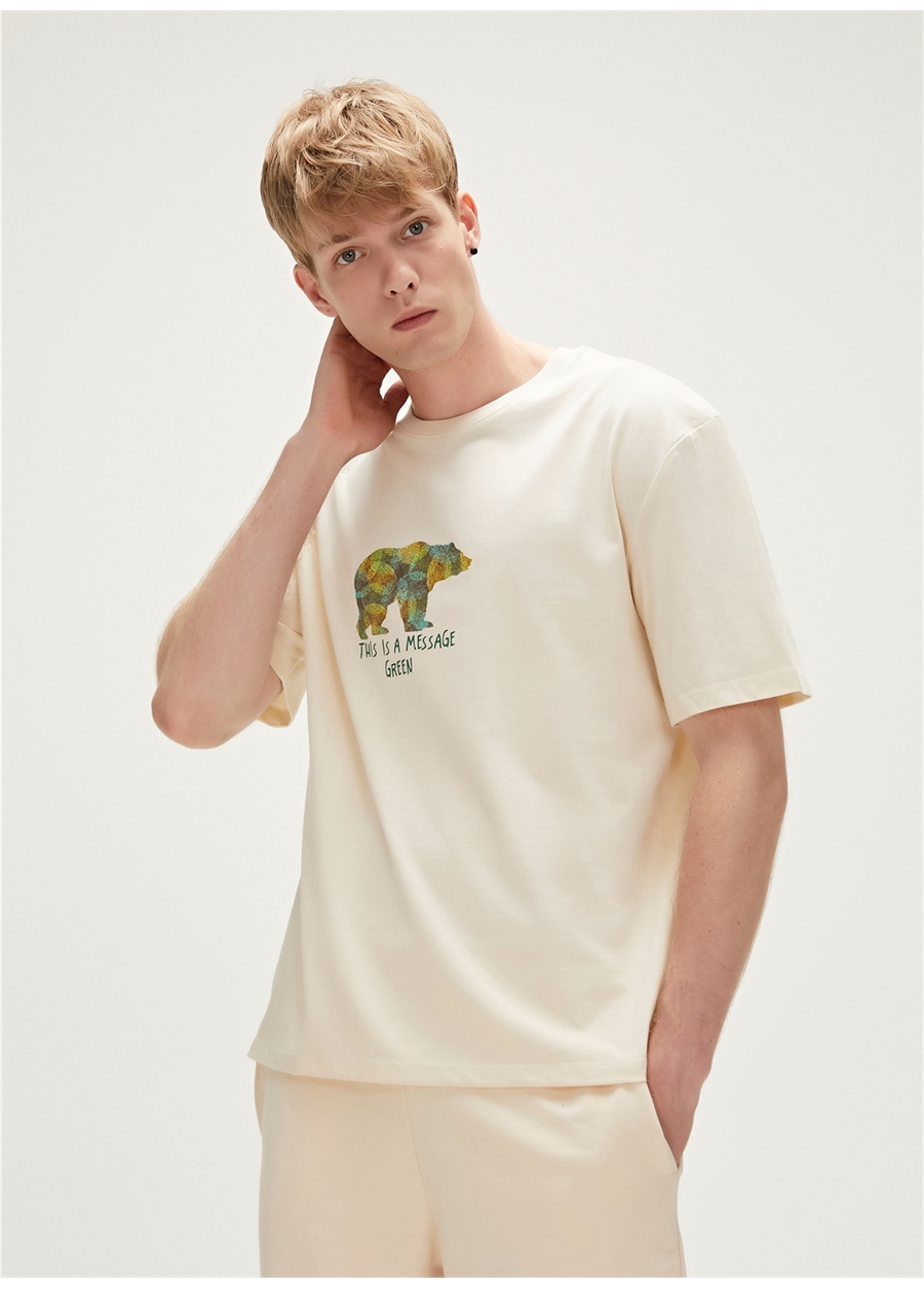 Bad Bear Baskılı Beyaz Erkek T-Shirt 23.01.07.007_RE-FINGER T-SHIRT