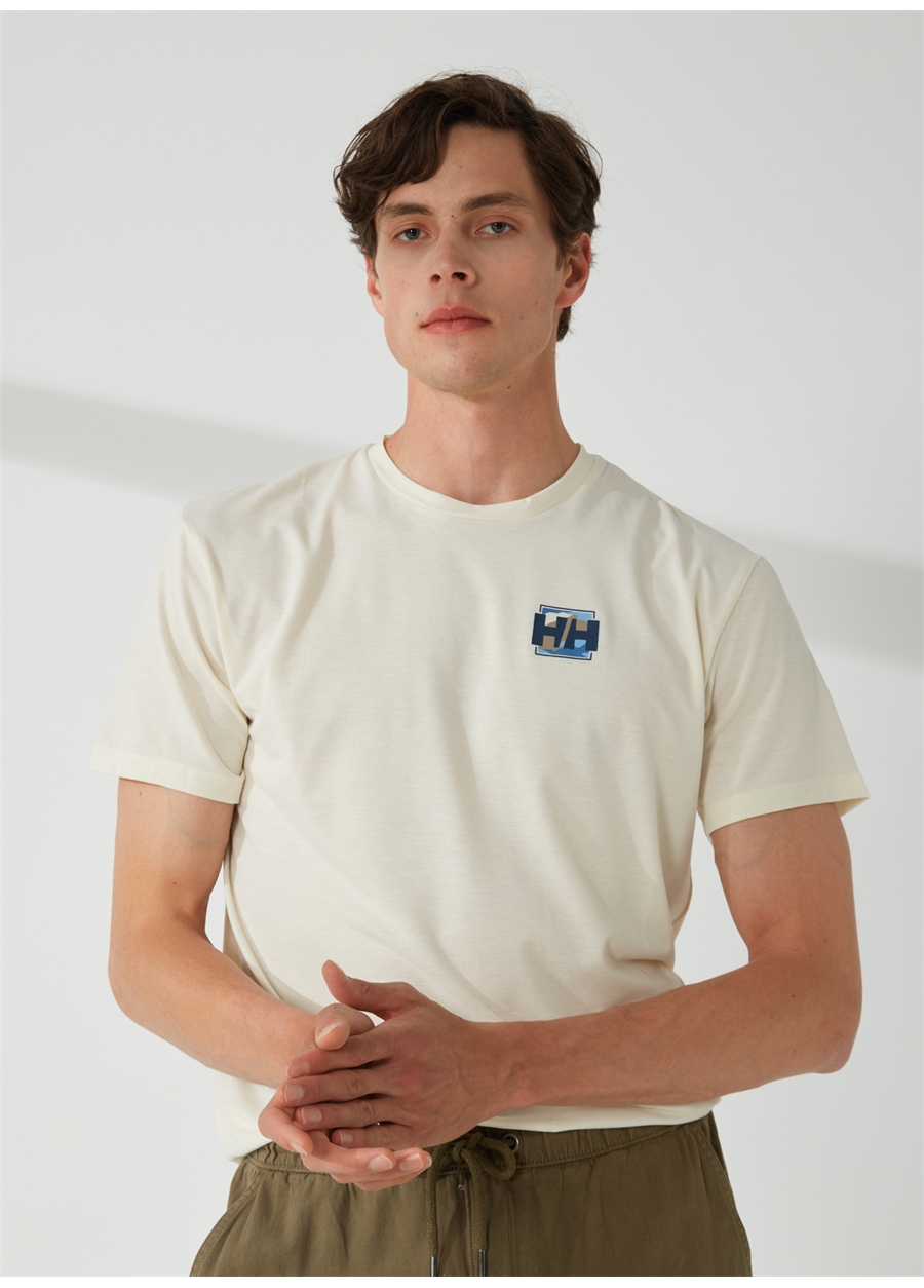 Helly Hansen Bisiklet Yaka Krem Erkek T-Shirt HHA.63082_SKOG RECYCLED GRAPHIC T-S