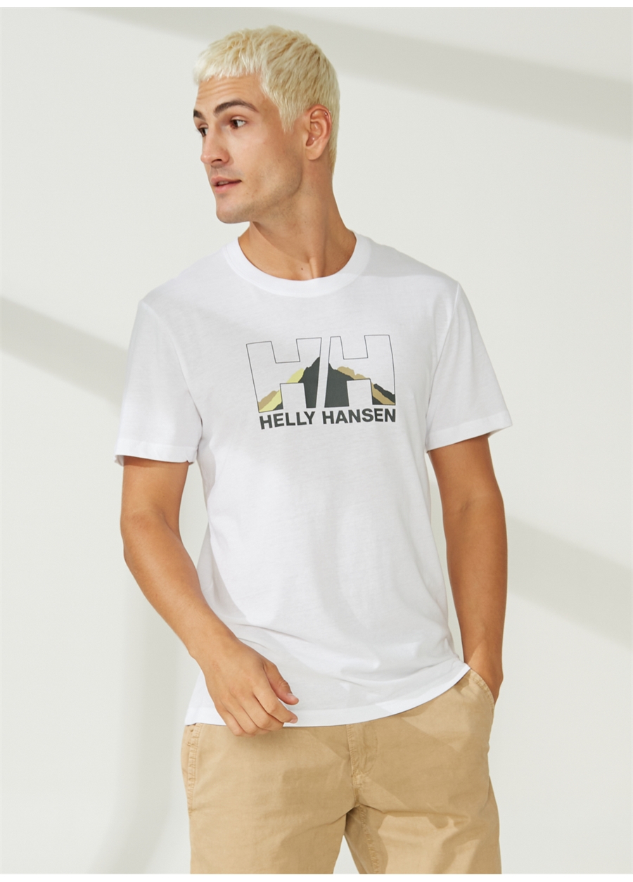 Helly Hansen Bisiklet Yaka Beyaz Erkek T-Shirt HHA.62978_NORD GRAPHIC T-SHIRT_1