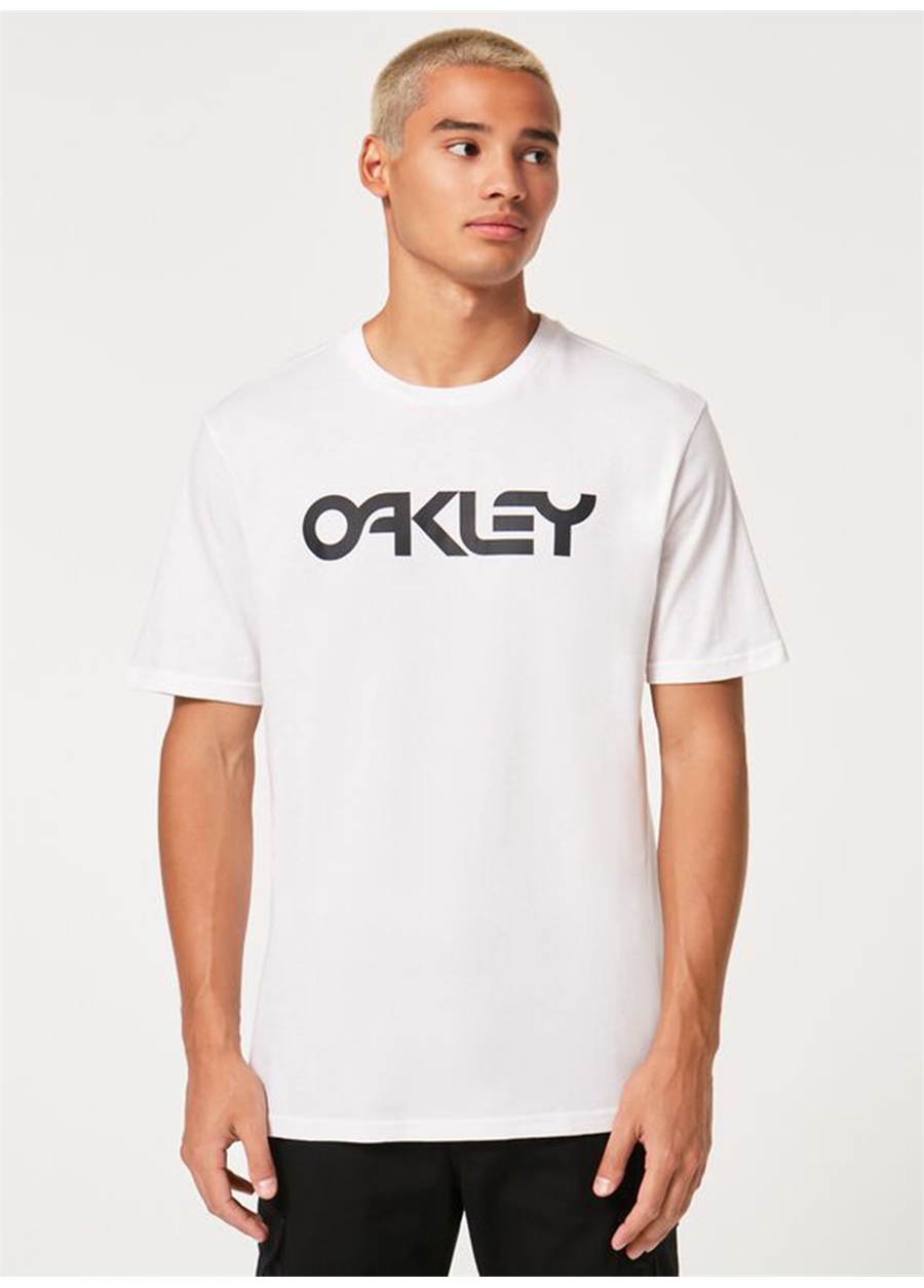 Oakley Bisiklet Yaka Baskılı Beyaz - Siyah Erkek T-Shirt FOA404011 MARK II TEE 2.0