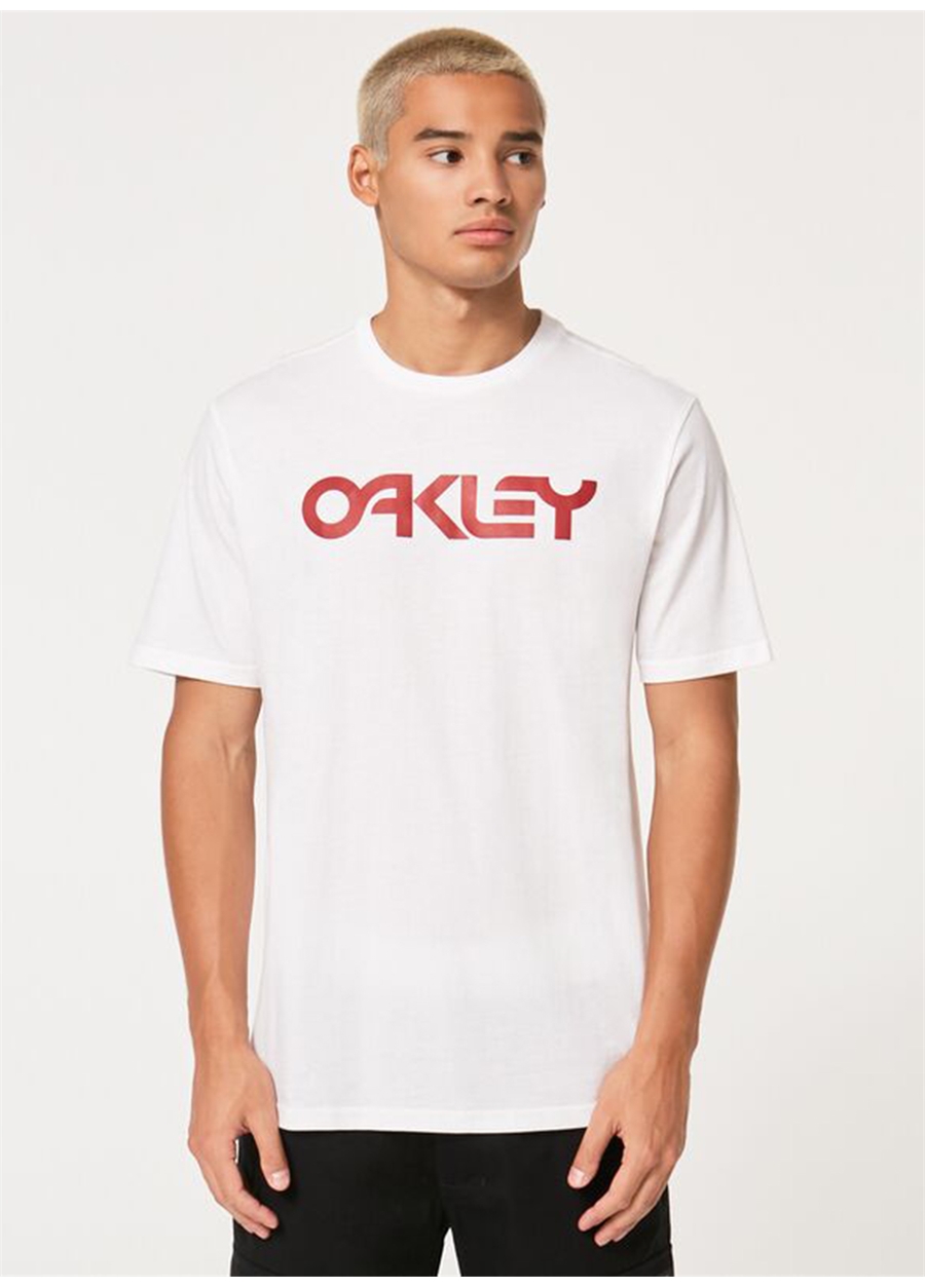 Oakley Bisiklet Yaka Baskılı Beyaz Erkek T-Shirt FOA404011 MARK II TEE 2.0