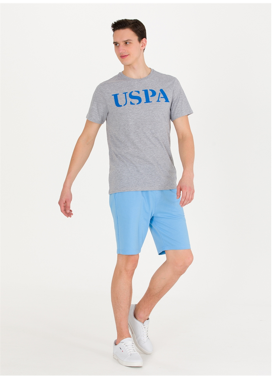 U.S. Polo Assn. Bisiklet Yaka Gri Melanj Erkek T-Shirt GEARTIY023_3