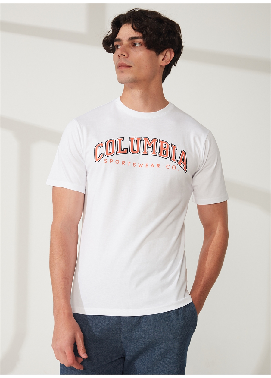 Columbia Beyaz Erkek O Yaka Baskılı T-Shirt 9120521100_CS0310