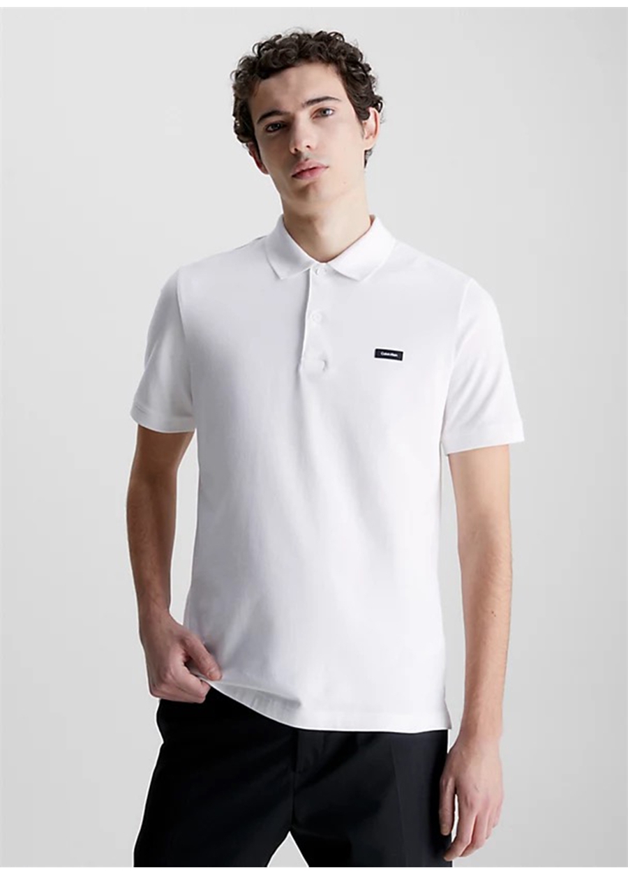 Calvin Klein Polo Yaka Beyaz Erkek T-Shirt K10K111196YAF
