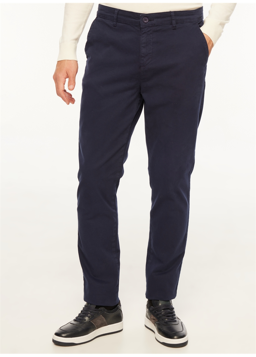 Fabrika Lacivert Erkek Slim Fit Düz Chino Pantolon F3WM-PNT902_1