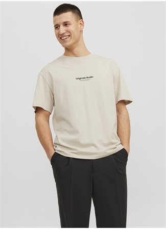 Jack & Jones Yuvarlak Yaka Krem Erkek T-Shirt 12240121_JORVESTERBRO TEE SS CREW N