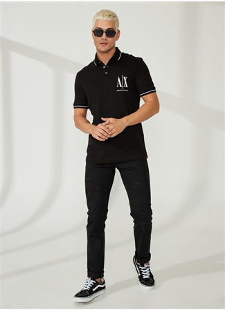 Armani Exchange Düz Siyah Erkek Polo T-Shirt 8NZFPA 1200-BLACK_1