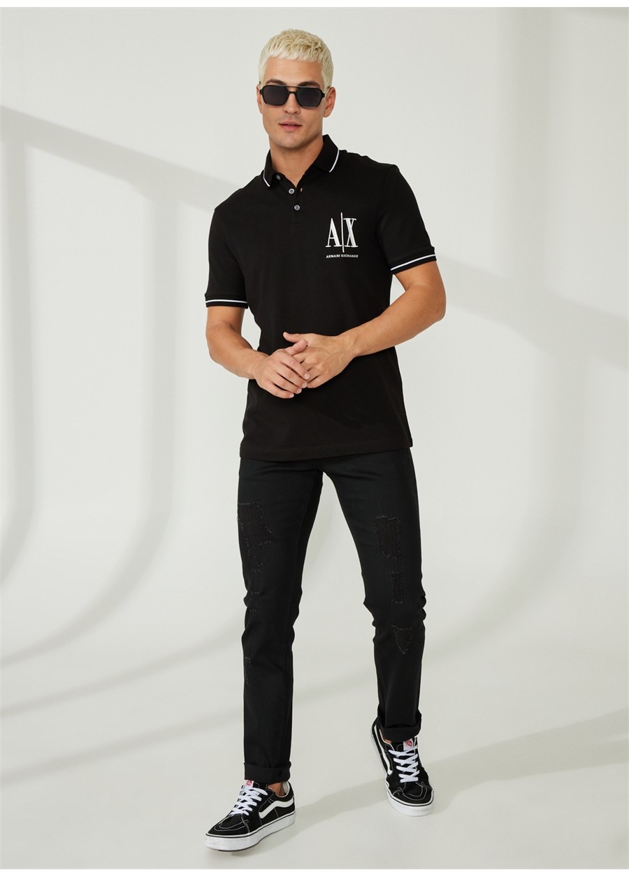 Armani Exchange Düz Siyah Erkek Polo T-Shirt 8NZFPA 1200-BLACK_1