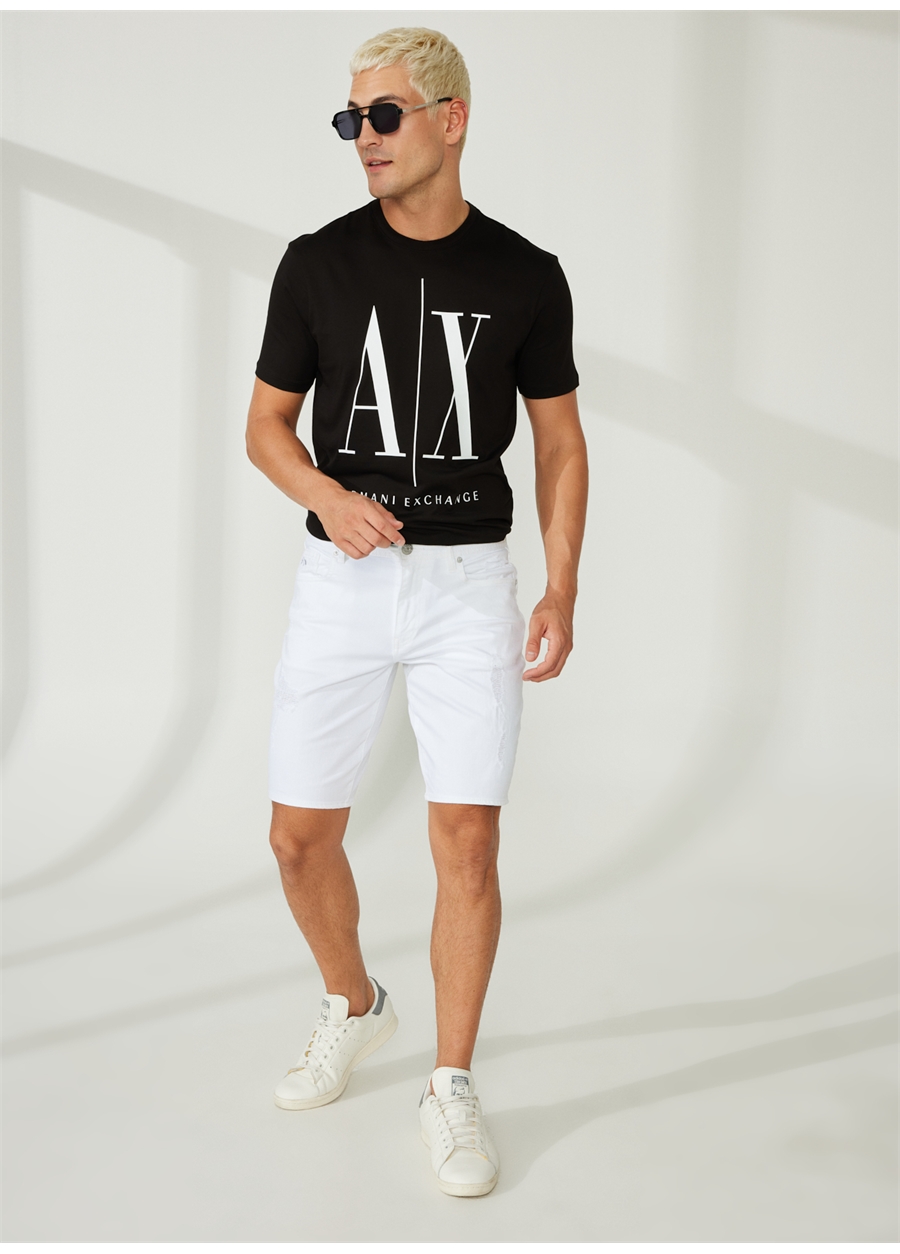 Armani Exchange Rahat Beyaz Erkek Denim Şort 3RZJ65 1100-WHITE_1