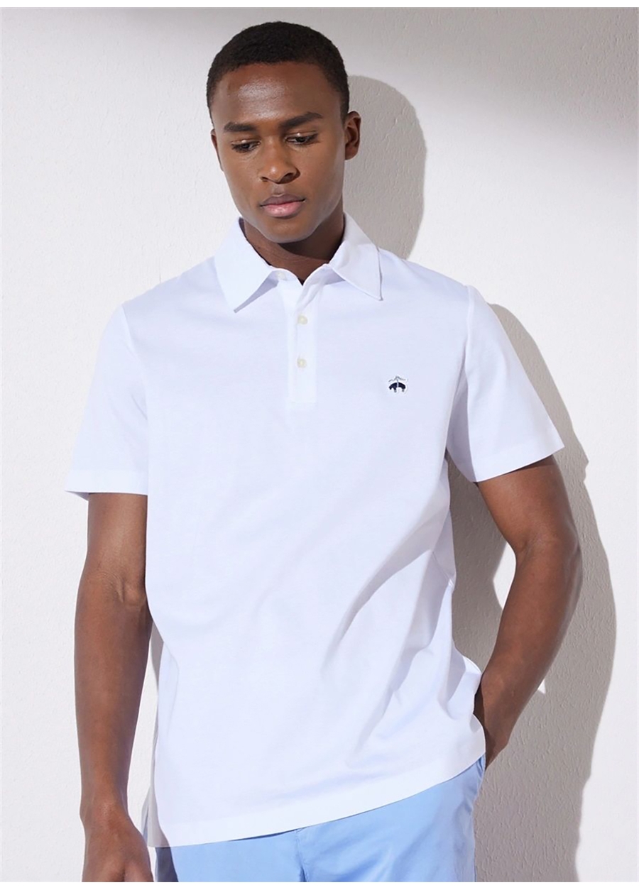 Brooks Brothers Polo Yaka Beyaz Erkek T-Shirt BBSP23MTS014_1