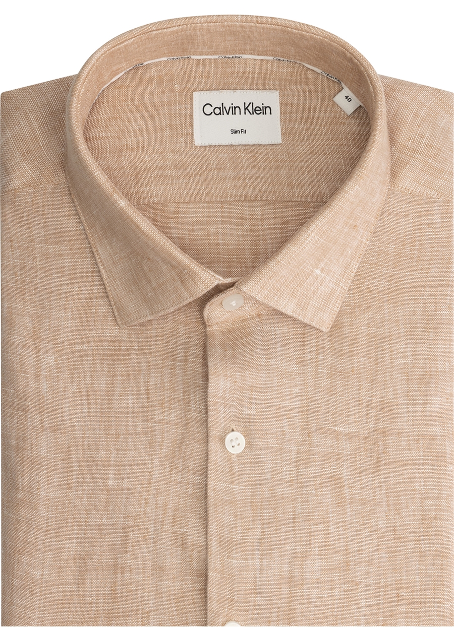 Calvin Klein Slim Fit Düğmeli Yaka Kahve Erkek Gömlek K10K109286GO3