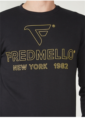 Fred Mello Bisiklet Yaka Siyah Erkek Sweatshırt FM23S02FGBLACK_3